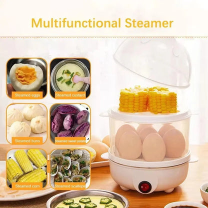 Multifunctional Electric Egg Boiler – Double Layer Steamer & Poacher