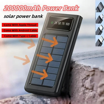 200000mAh Solar Power Bank – 4-in-1 Ultra Capacity Fast Charging