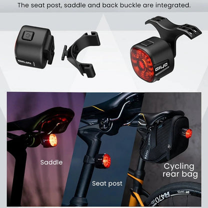 Smart Brake-Sensing Bike Tail Light – USB Rechargeable Waterproof LED Rear Lamp