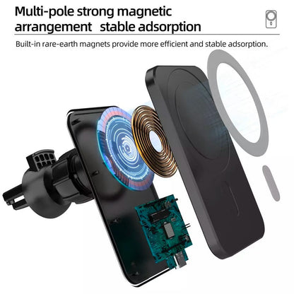 Wireless Magnetic Car Charger – 30W Fast Charging Phone Holder for