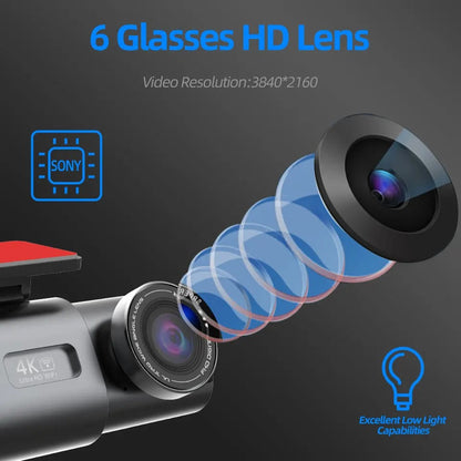 Dash Cam Dual Lens 4K UHD