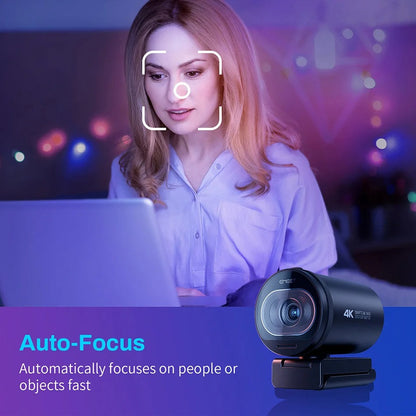 4K Streaming Webcam – 1080P 60FPS USB Camera with Autofocus & Dual Mics