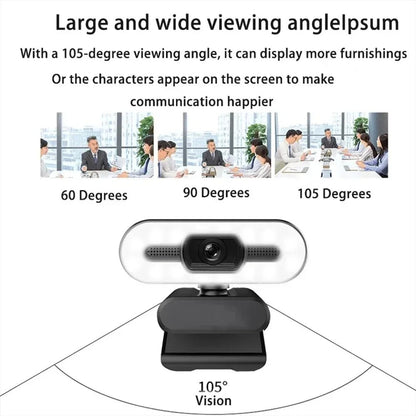 Portable Full HD 1080P/2K/4K Webcam – Auto Focus Streaming Camera with Built-in Microphone