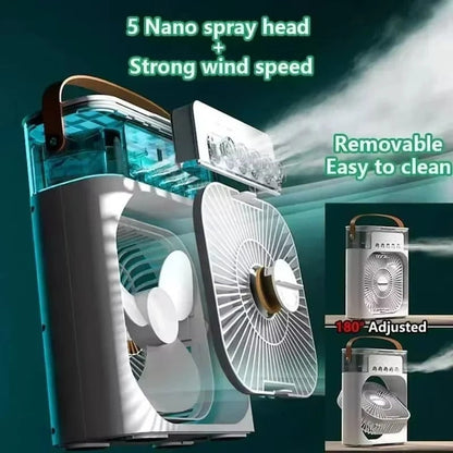 3-in-1 USB Air Cooler – Portable Fan, Air Conditioner & LED Night Light for Home & Office