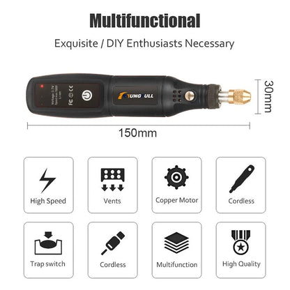 Cordless USB Rotary Engraving Tool Mini Wireless Electric Drill & Polishing Kit