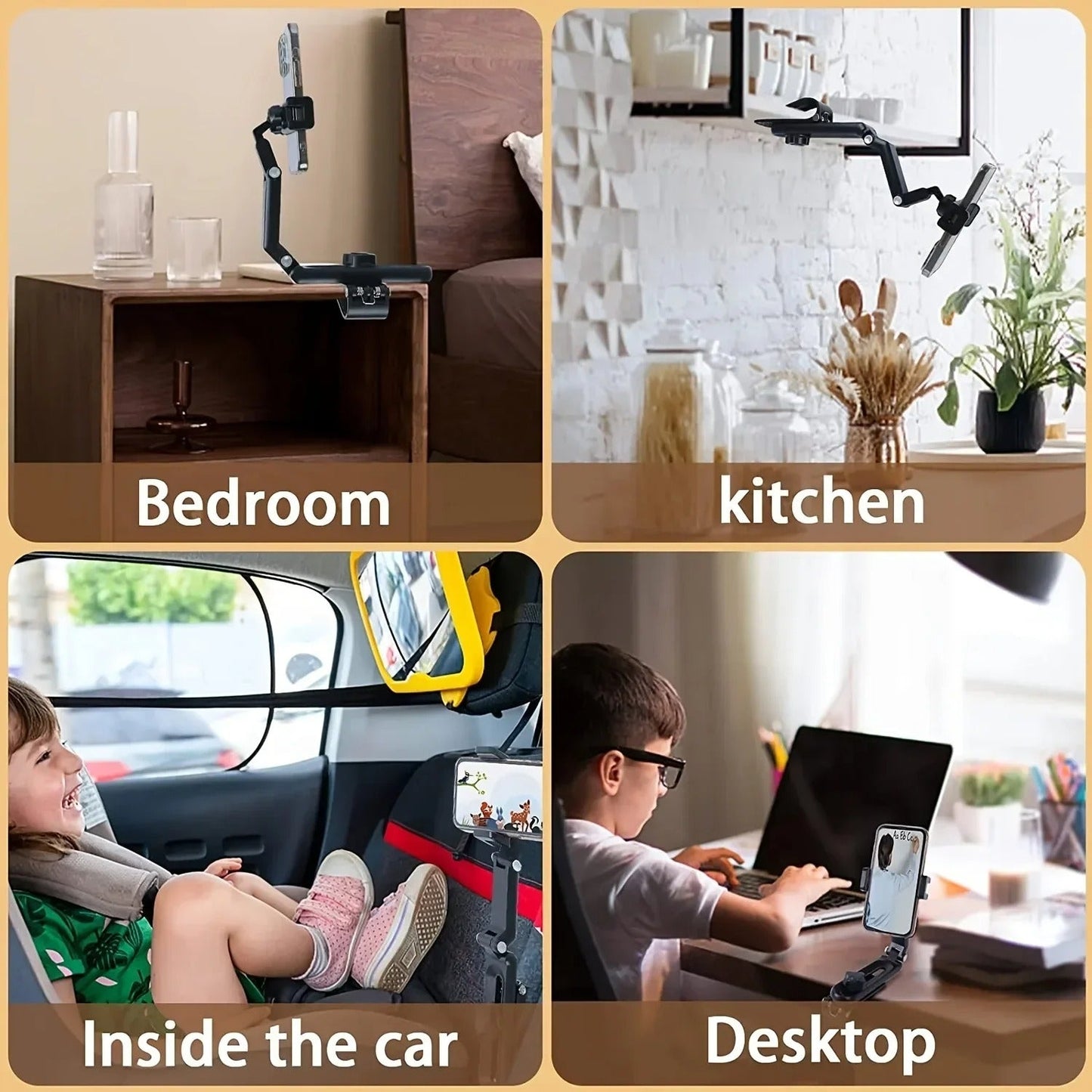 360° Rotating Rearview Mirror Phone Holder – Multifunction Car Phone Carrier