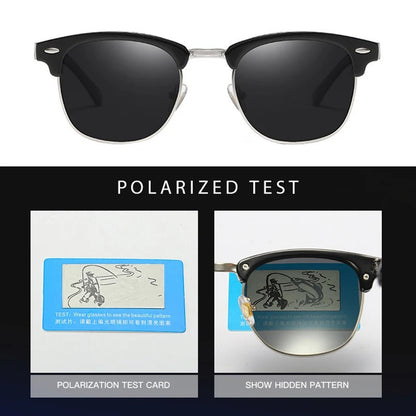 Classic Half Frame Polarised Sunglasses – Retro Small Anti-Glare Shades