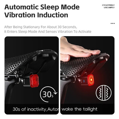 Smart Rear Bike Light – Brake Sensing LED Taillight with Auto Start/Stop