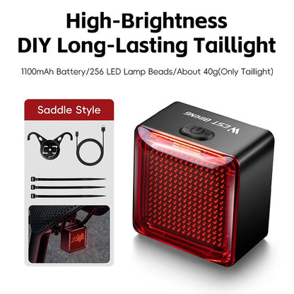 Waterproof Bicycle Taillight – Smart Pixel LED Rear Light with Brake Sensin