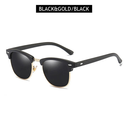 Classic Half Frame Polarised Sunglasses – Retro Small Anti-Glare Shades